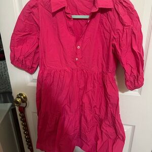Olivaceous Fuchsia Dress with Puff Sleeves